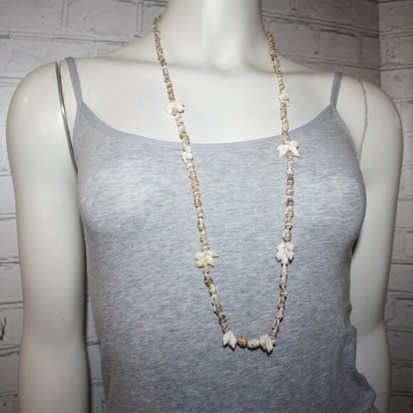 Beautiful vintage natural shell beaded necklace 36" - Picture 3 of 4